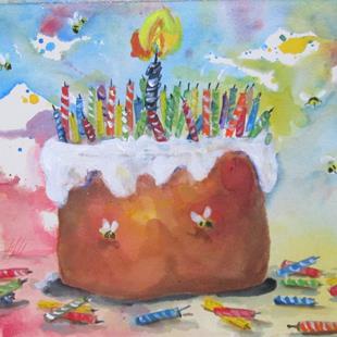 Art: The Big Bee Day, 50 candles by Artist Delilah Smith