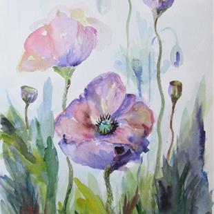 Art: Purple Poppies by Artist Delilah Smith