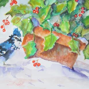 Art: Holly and Blue Jay by Artist Delilah Smith