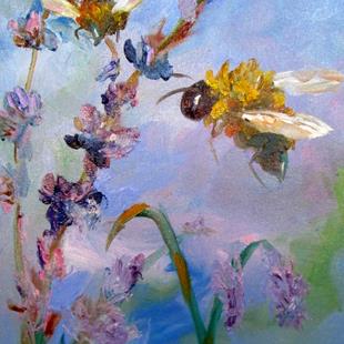 Art: Bees and Lavender by Artist Delilah Smith
