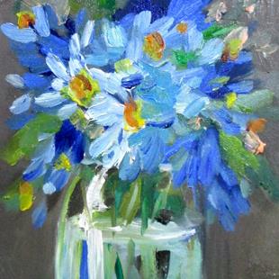Art: Blue Flowers No. 4 by Artist Delilah Smith