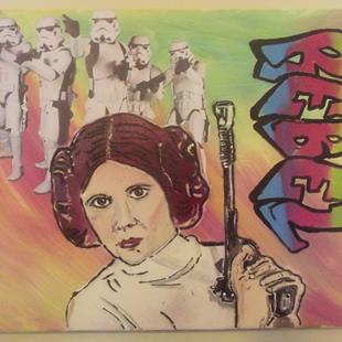 Art: Princess Leia Star Wars Rebel Original Graffiti Art by Artist Paul Lake, Lucky Studios