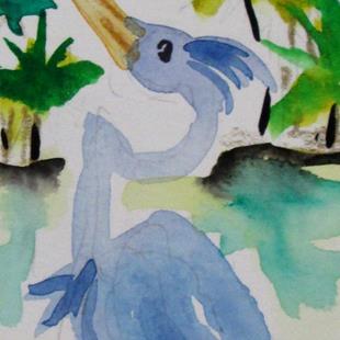 Art: Blue Heron aceo by Artist Delilah Smith