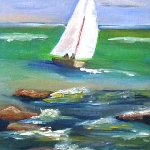 Art: Sailboat on the Sea by Artist Delilah Smith