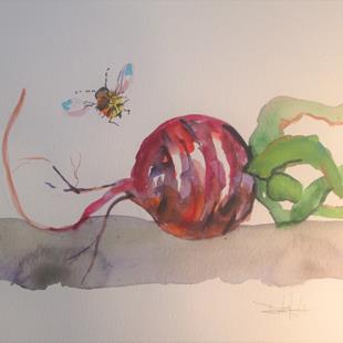 Art: Beet and Bees by Artist Delilah Smith