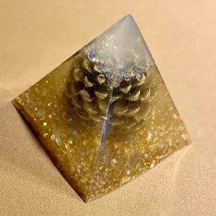 Art: Resin Pyramid with Pine cone by Artist Ulrike 'Ricky' Martin