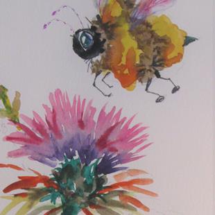 Art: Bee and Thistle by Artist Delilah Smith