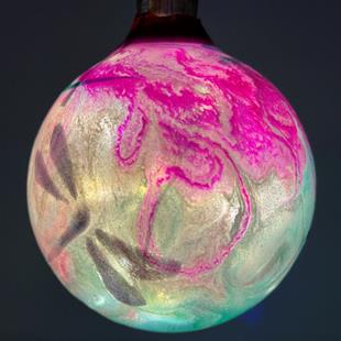 Art: Light Up & Glow Magenta Emerald Dragonfly Ball #1393050 by Artist Rebecca M Ronesi-Gutierrez