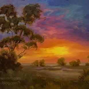 Art: Radiant eucalyptus - California sunset oil painting by Artist Karen Winters