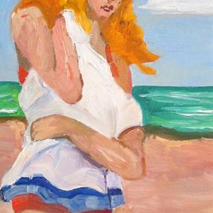 Art: Girl at Beach by Artist Delilah Smith