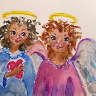 Art: Two Valentine Angels by Artist Delilah Smith