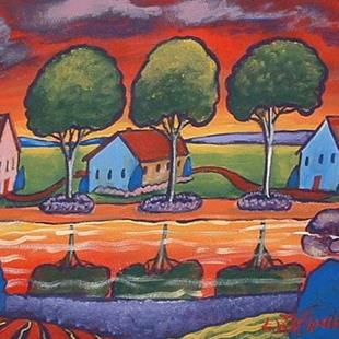 Art: Trees and Houses by Artist Virginia Kilpatrick