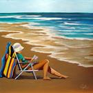 Art: Solitude, Woman at the Beach by Artist Rita C. Ford