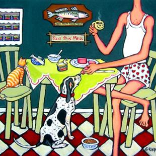 Art: Jack's Cat Would Eat No Trout, His Dog Would Eat No Spam by Artist Rebecca Stringer Korpita