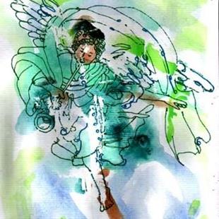 Art: Great Flying Black Angel Print by Artist Mary Anne Carley